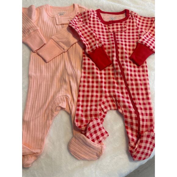 Member’s mark tight fit sleep play SzNB red  pink combo x2 pack Chritmas 100% - Picture 2 of 5